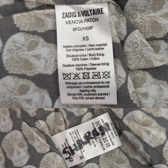 Zadig & Voltaire Vencia Patch Cloud Blue Lamb Leather Western Cropped Jacket XS - Picture 11 of 15